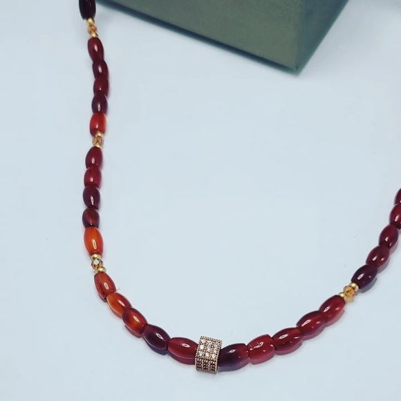 Red Agate Zirconia charm necklace - Picture 2 of 6